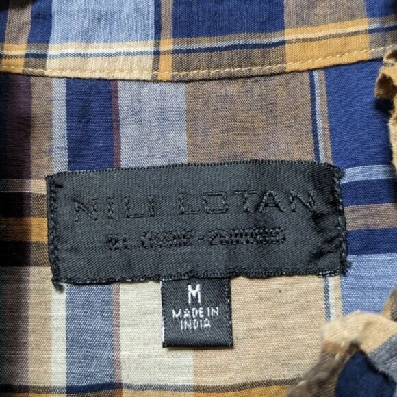 NILI LOTAN Plaid Ruffle Distressed Sleeveless Button Up Shirt M - Picture 5 of 9